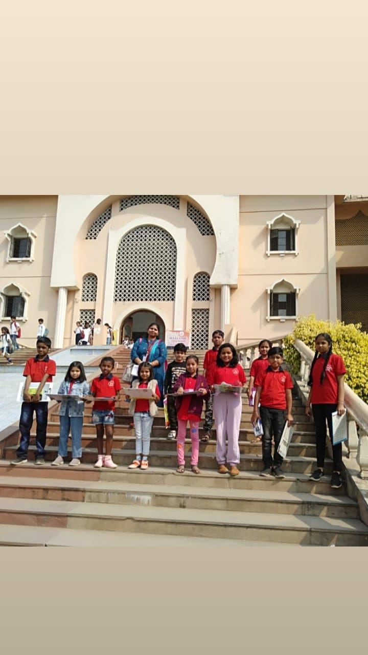 Students arriving for national level competition with certificates