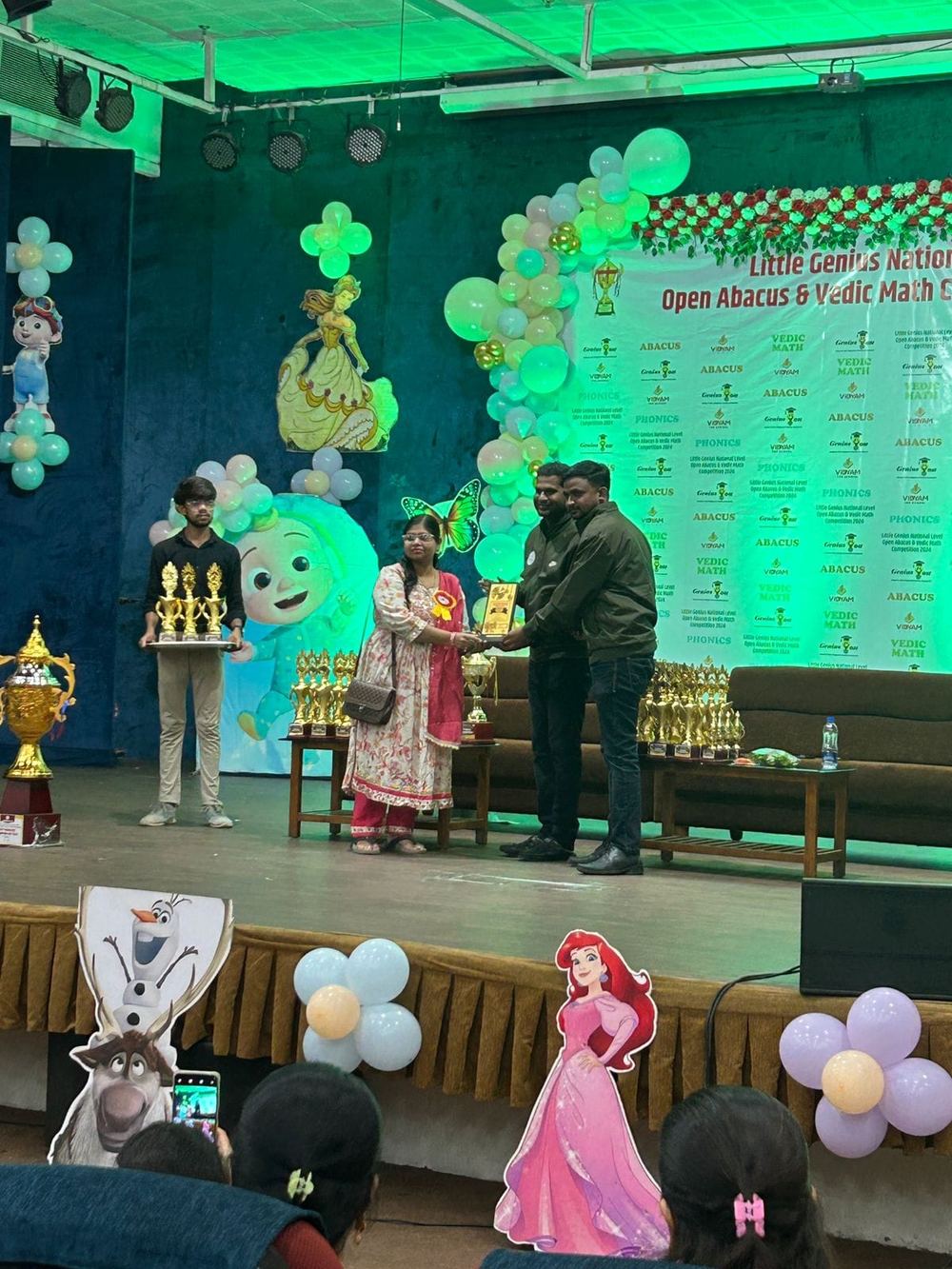 Teacher Excellence Award presentation at Little Genius National Open Abacus & Vedic Math Competition
